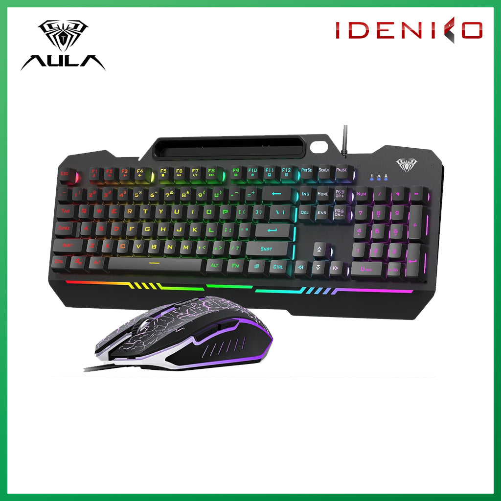 AULA T102 BLACK WIRED RGB GAMING KEYBOARD AND MOUSE COMBO