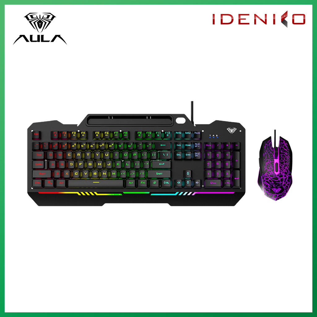AULA T102 BLACK WIRED RGB GAMING KEYBOARD AND MOUSE COMBO